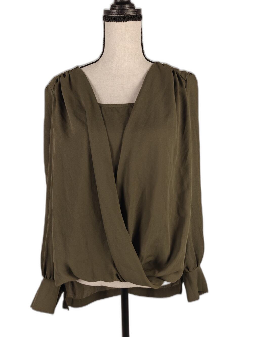 Women’s Cooper & Ella Surplice Blouse Olive Green Size Medium